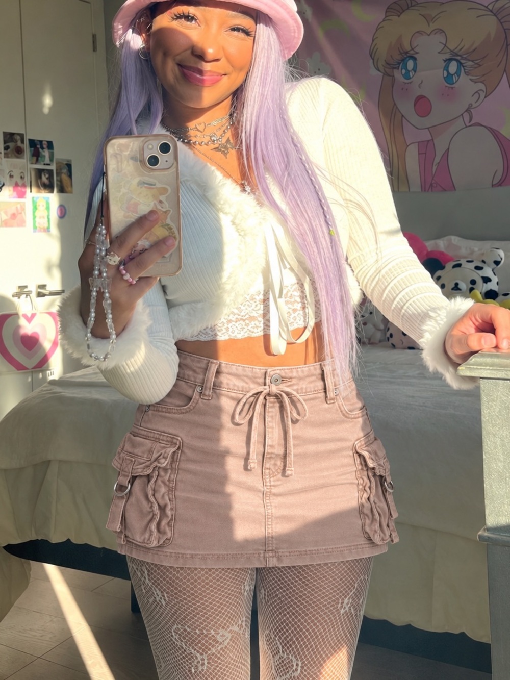 Blush Pink Cargo Mini Skort